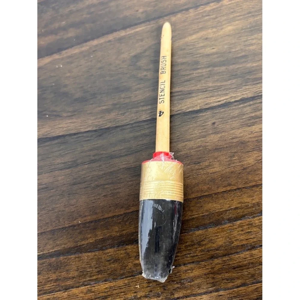 Adele Bishop Stencil Brush 4 Wood Handle Gold Ferrule Craft Painting Tool NOS
